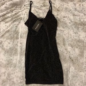 Black strappy glitter bodycon dress